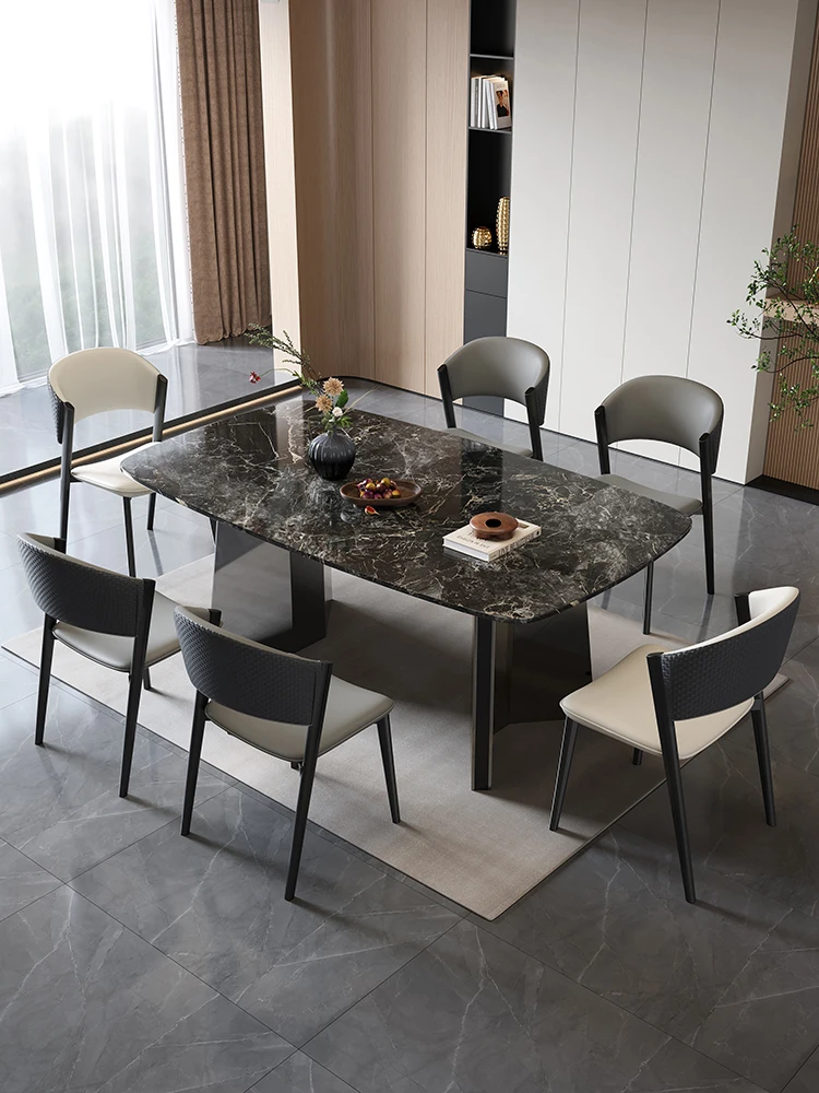 

Italian light luxury marble dining table rectangular living room long table