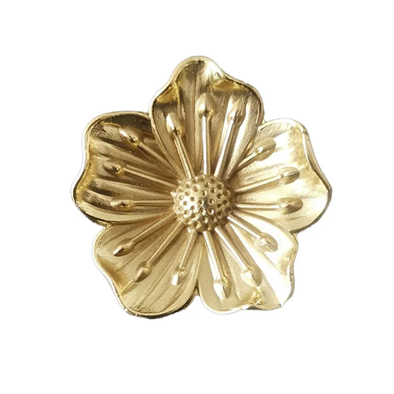 1PC  Knob Cabinets Plum Blossom Furniture Handles Cabinet Pulls Brass Cabinet Knobs For Furniture Flower Hardware Golden