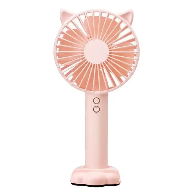 USB Portable Cat Hand-Held/Desktop Fan with LED Lamp & 18650 Battery