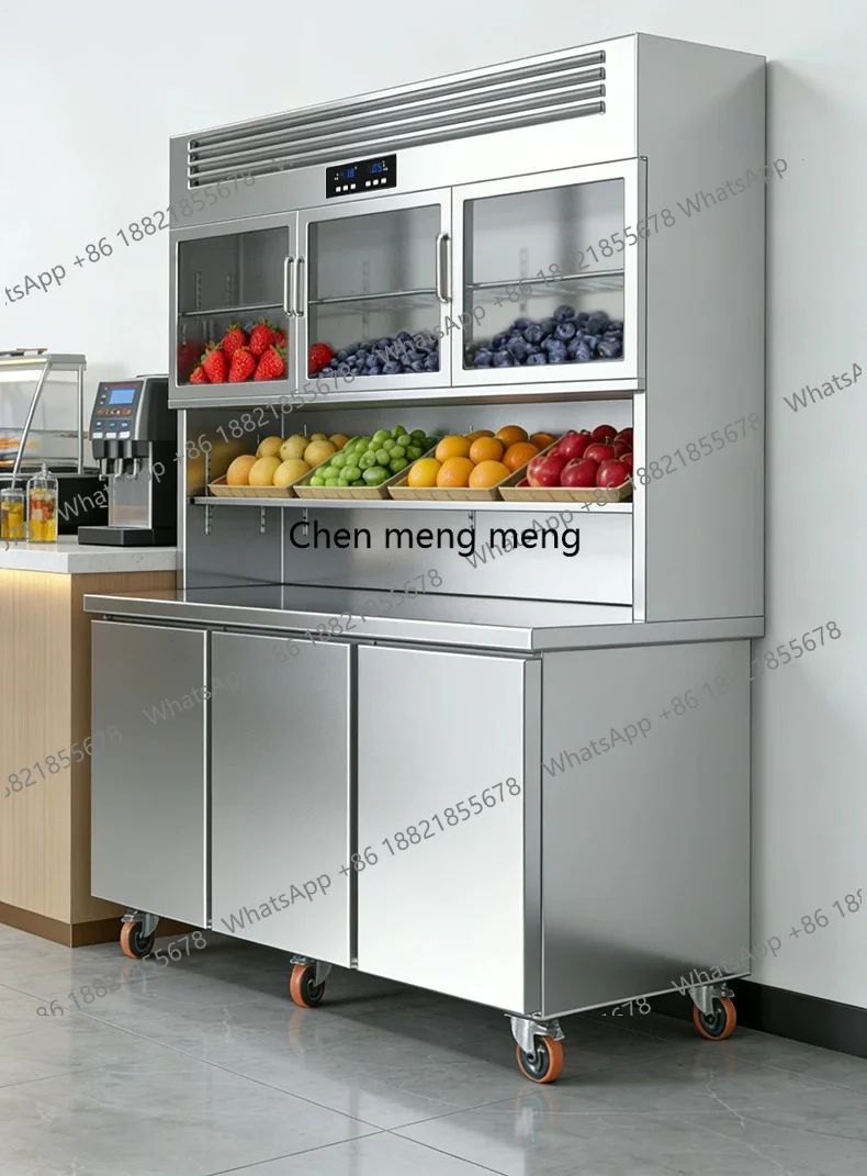 

Commercial kitchen vertical fresh-keeping workbench cupboard four-door refrigerator can be customized