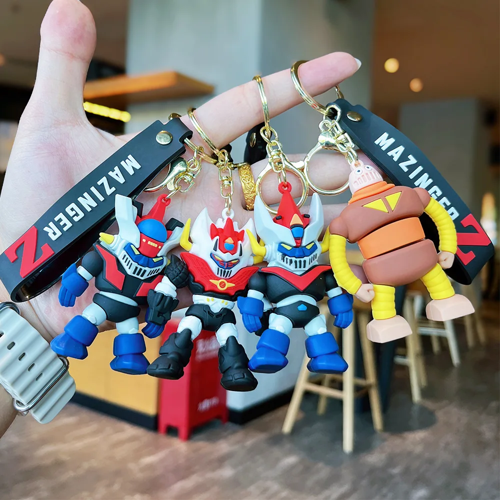 1/2/4PCS Cute Anime Figure Doll Mazinger Z Keychain Fashion Couple Key Ring Jewelry Hot Sale Backpack Pendant Birthday Gift