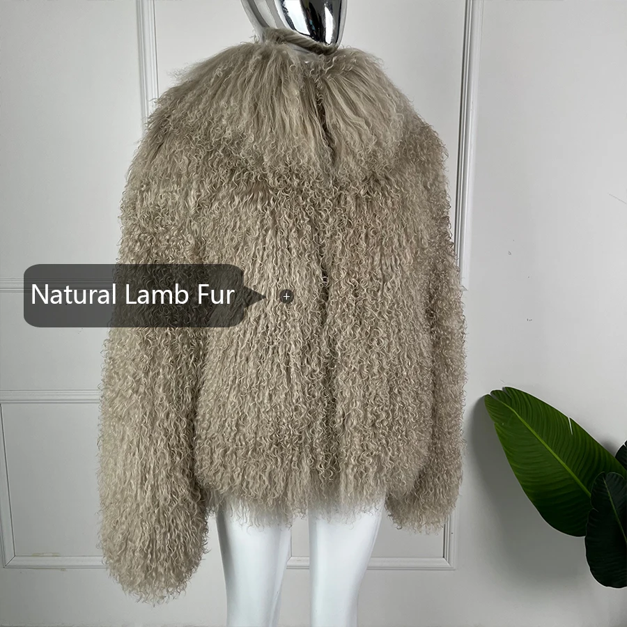 ขนสัตว์จริงผู้หญิงฤดูหนาวสั้นธรรมชาติทิเบต Lamb FUR แจ็คเก็ตคุณภาพสูง WARM มองโกเลียแกะเสื้อขนสัตว์