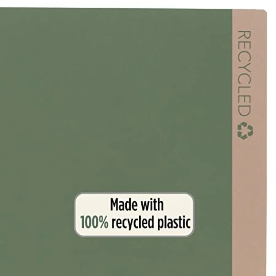 2 مجلدات جيب، 4 عبوات من المجلدات البلاستيكية المعاد تدويرها مع علامات تبويب StayPut ومثبتات الشق تناسب 3 حلقات تحمل 11 × 81 2 ورقة