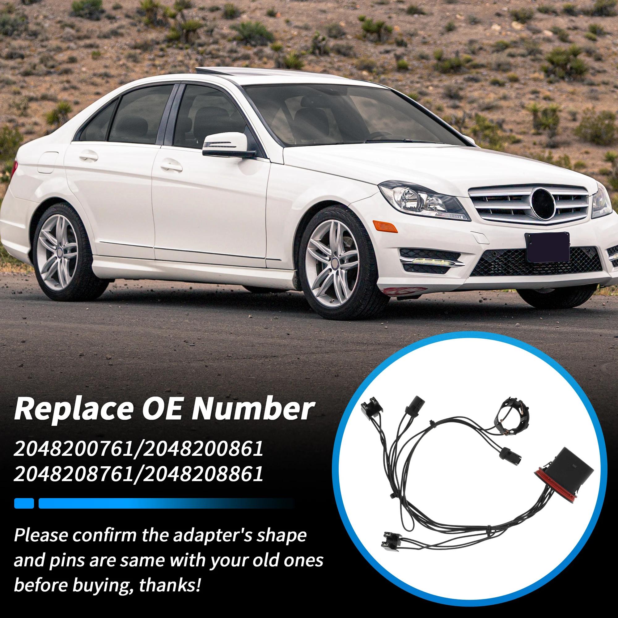 UXCELL Headlight Wiring Harness for Mercedes-Benz W204 C300 C230 Driver Side or Passenger Side Head Lamp Socket Wiring