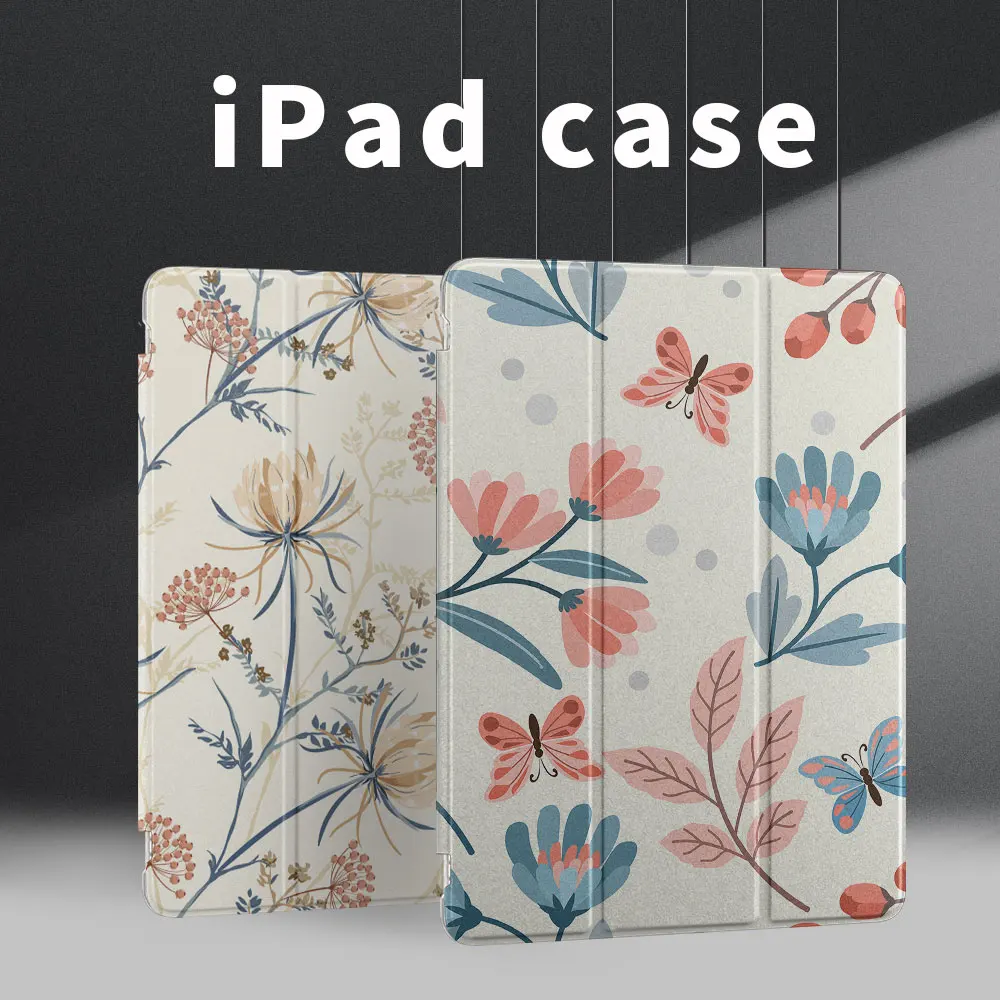 

Plant pattern iPad case iPad 5th 6th Generation TPU Leather case Silicone soft case 2022Pro11 with pen slot anti-drop iPad case