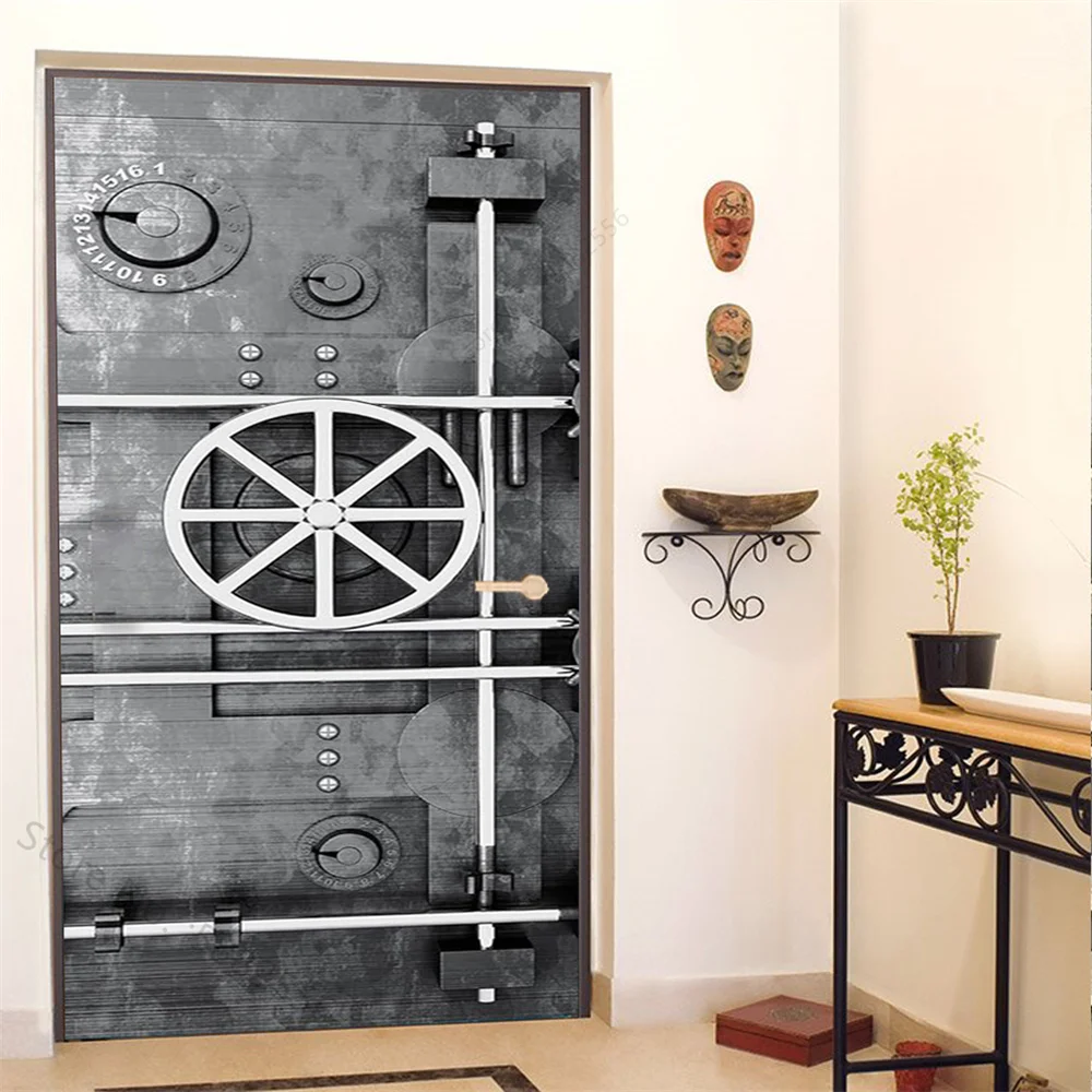PVC Self-Adhesive Waterproof Door Sticker Modern Simulation Door Mural Wallpaper Living Room Study Home Decor Art Door Poster - view 5