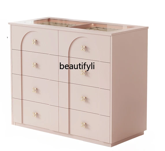 Cloakroom Middle Island Table Jewelry Cabinet One Eight Bucket Storage Cabinet French Bedroom Pink Dressing Table High Sense