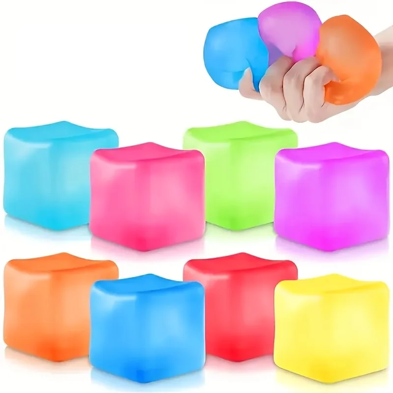 1-10 Unidades de Juguetes Sensoriales Cuadrados de Gel en Forma de Cubo de Hielo, Bolas Antiestrés de Elevación Lenta, Juguetes Fidget de Cubo de Hielo de Maltosa para Alivio de la Ansiedad, Juguetes Blandos