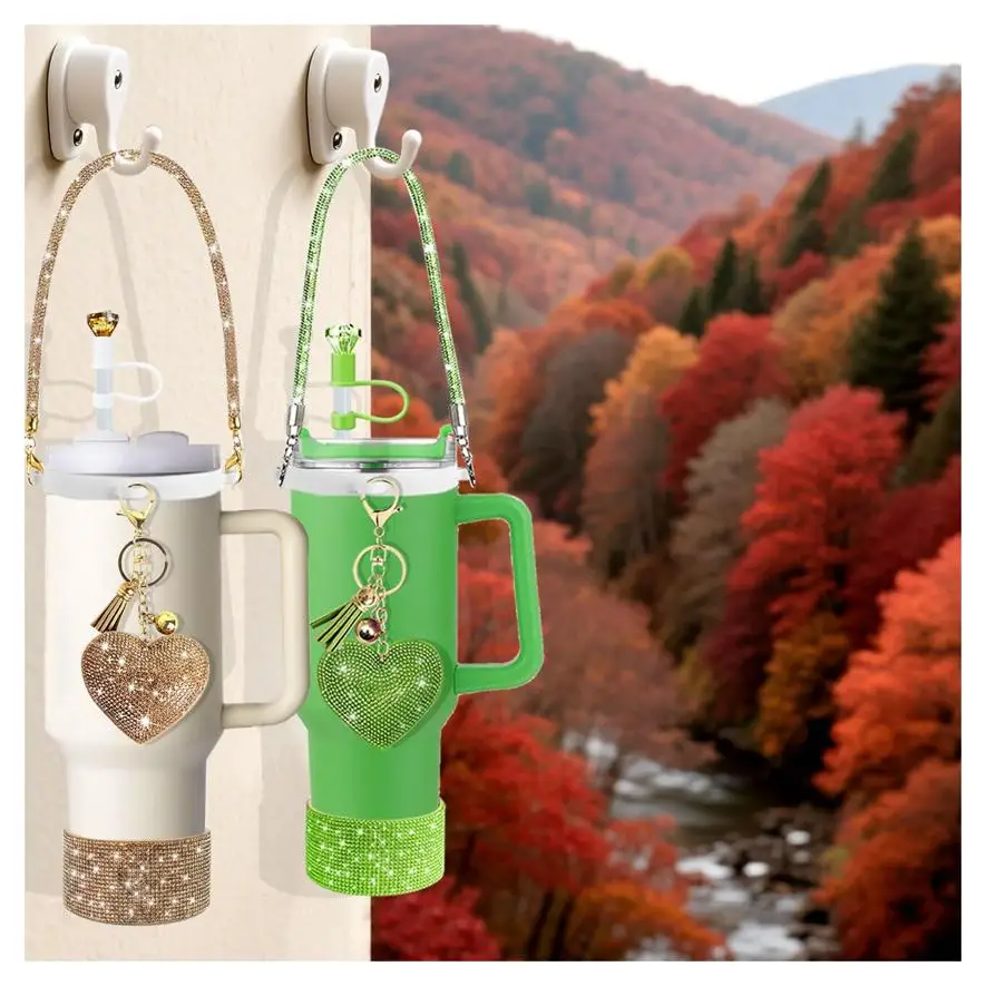 مجموعة إكسسوارات لامعة للبهلوان 20 و30 و40 أونصة، تتضمن حزامًا بمقبض ماسيًا، و2 أغطية من القش، و1 دلايات لامعة، و1 Diamond Si