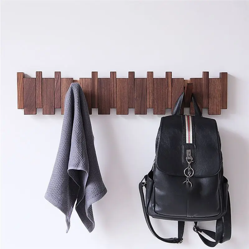 AEE4-Wall-Mounted Coat Hanger Solid Wood Clothes Hook Door Hanger Coat Rack Home Decoration