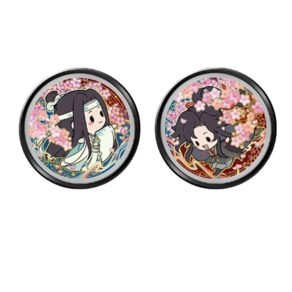 Anime Grandmaster of Demonic Cultivation Wei Wuxian Lan Wangji Q-version Cherry Blossom Tinplate Badge Brooch Pin Decoration