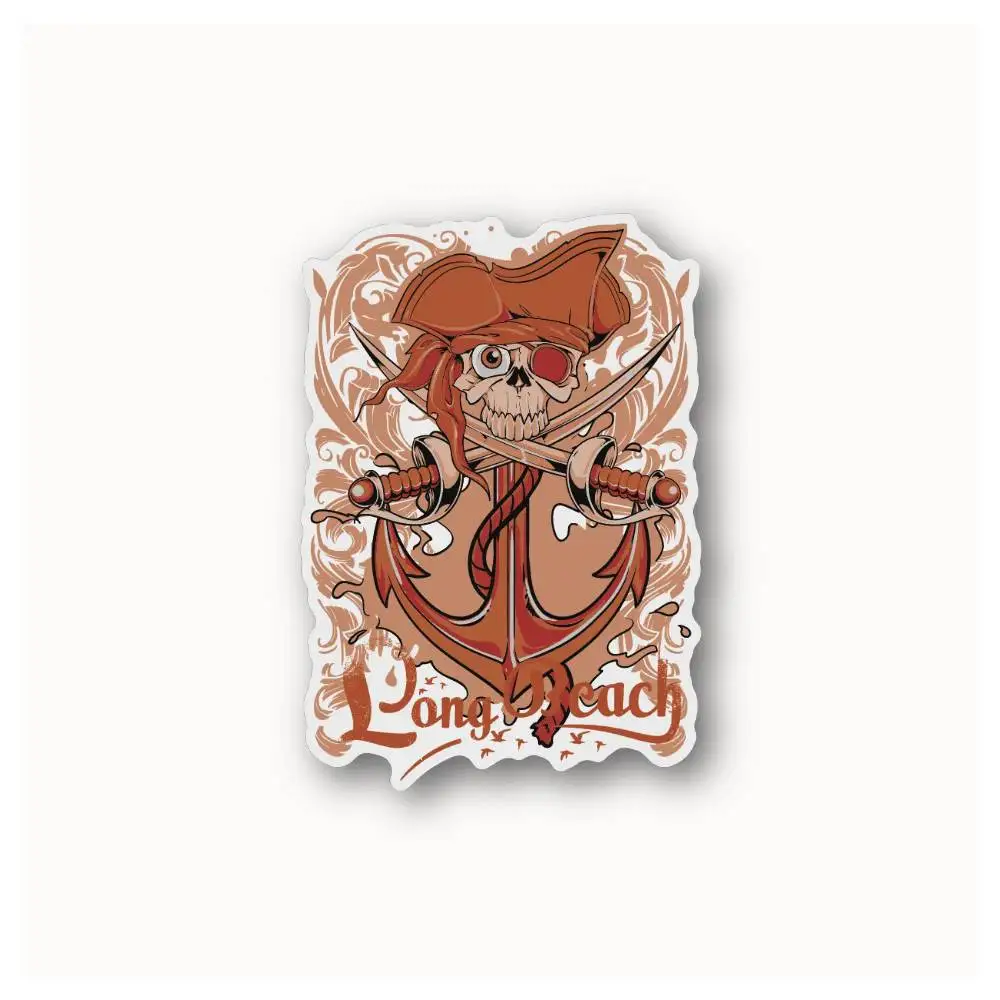 Long Beach Pirate Waterproof Stickers For Decorating Car Windows Motorcycles And Computers.