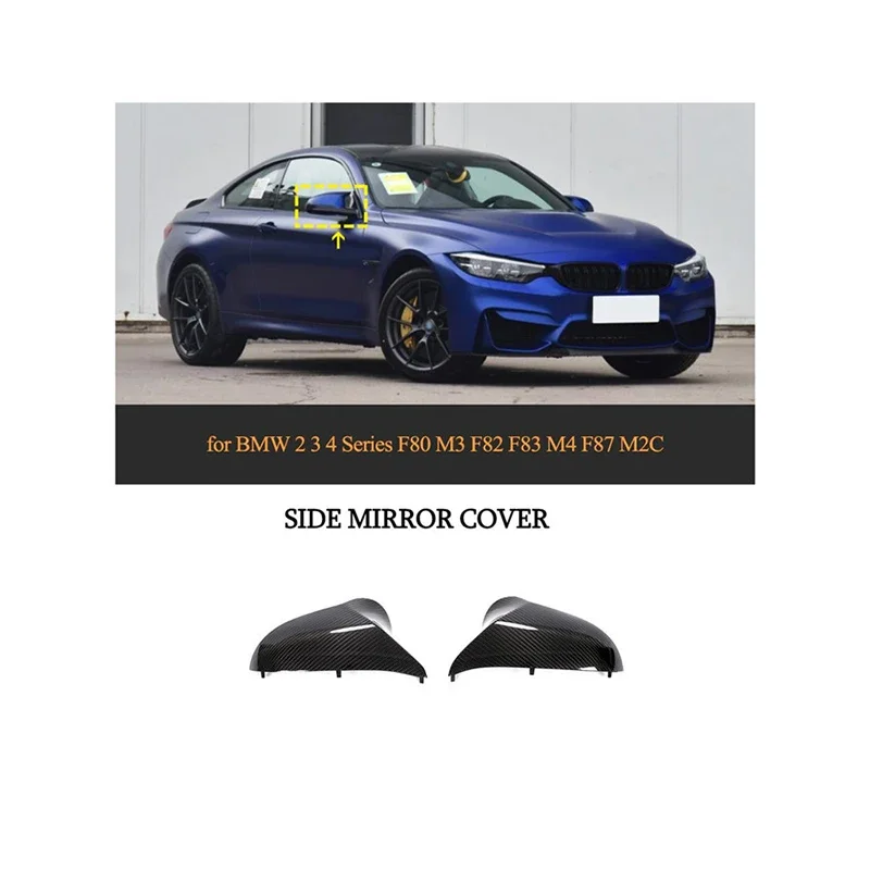 Real Carbon Fiber Mirror Caps Cover Fits for BMW 2 3 4 Series F80 M3 F82 F83 M4 F87 M2C 2018-2020 Door Mirror Rearview Caps