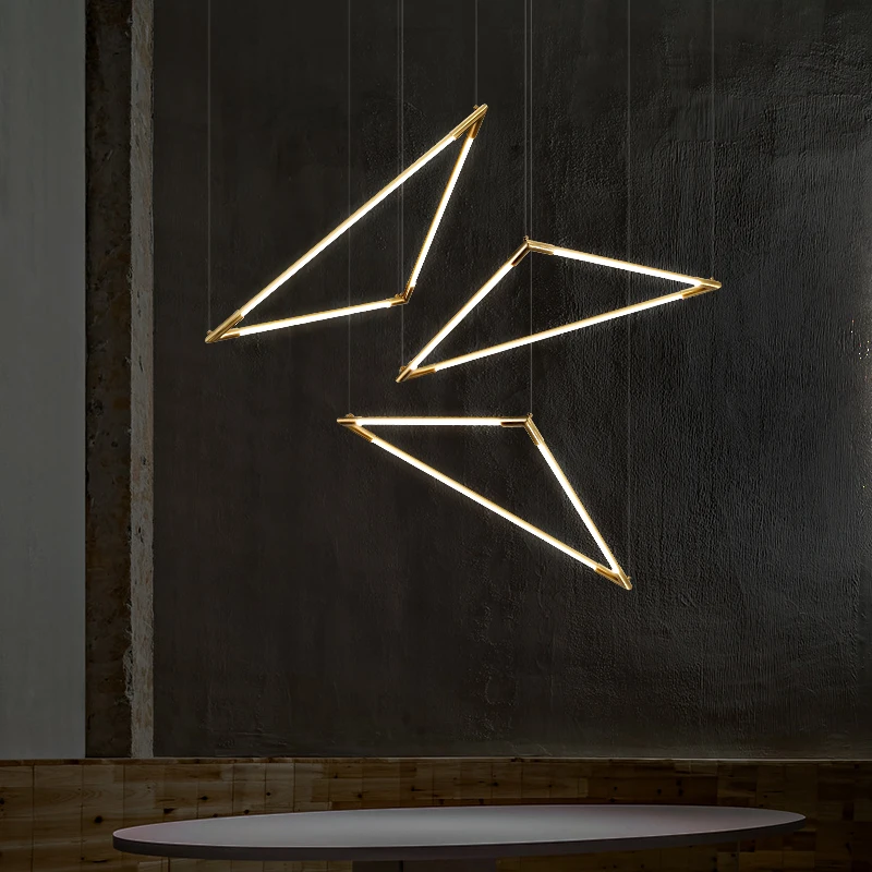 

Minimalist Long Tube LED Pendant Light Modern Gold Black Metal Chandelier Restaurant Office Front Desk Decor Fixture