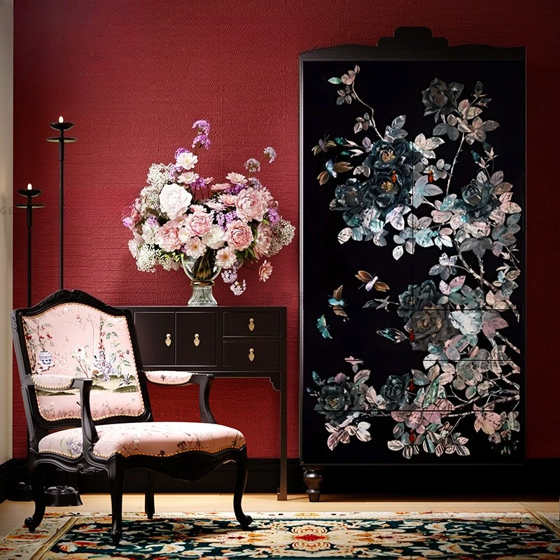 Living room solid wood locker vertical cabinet porch multi-functional storage locker