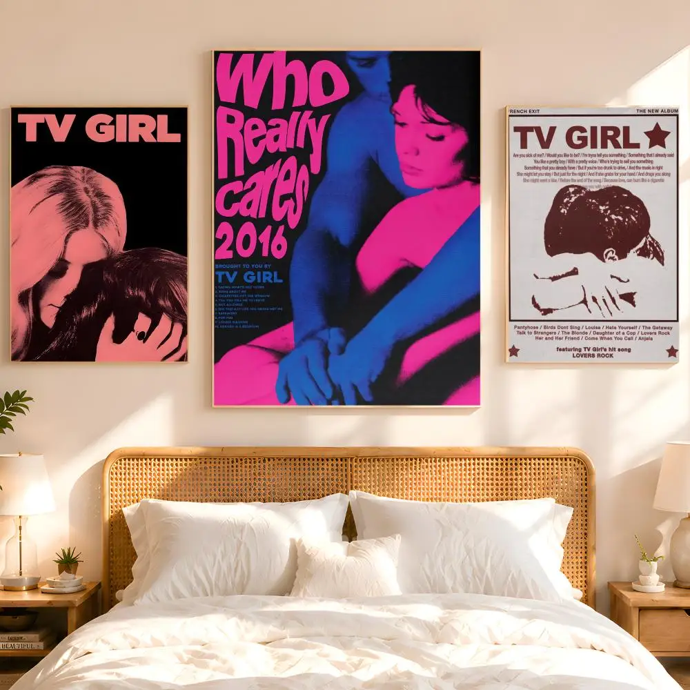 TV Girl Who Really CaresFrench Exit Lovers Rock Poster HD Matte Peel And Stick Wall Decor For Bedroom Living Room Dorm Office