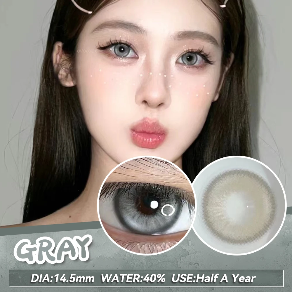 OVOLOOK-2PCS New Gray Prescription Contact Lenses Fashion Pupils Cosmetics Eye Color Lenses Myopia Colored Contact Lenses Brown