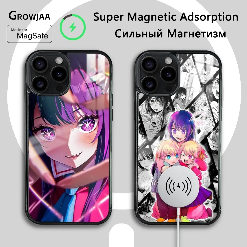 Oshi No Ko Anime Ai Hoshino Phone Case For iPhone 16 15 14 13 12 11 Pro Max Plus Mini Magsafe Mirror Wireless Magnetic Cover