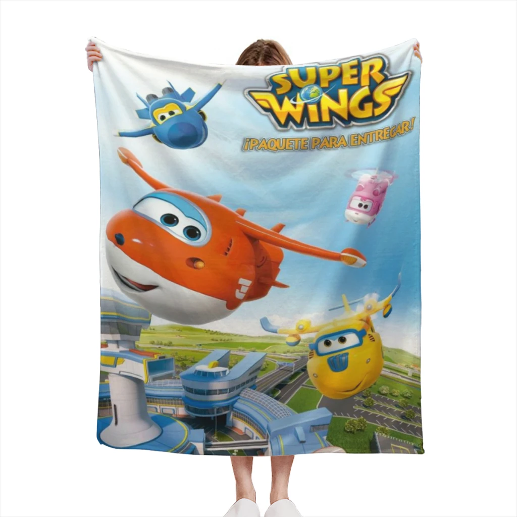 

Super Wings Light Blanket Flannel Family Living Room Plush Sleeping Blanket Outdoor Travel Camping Bed Sheet