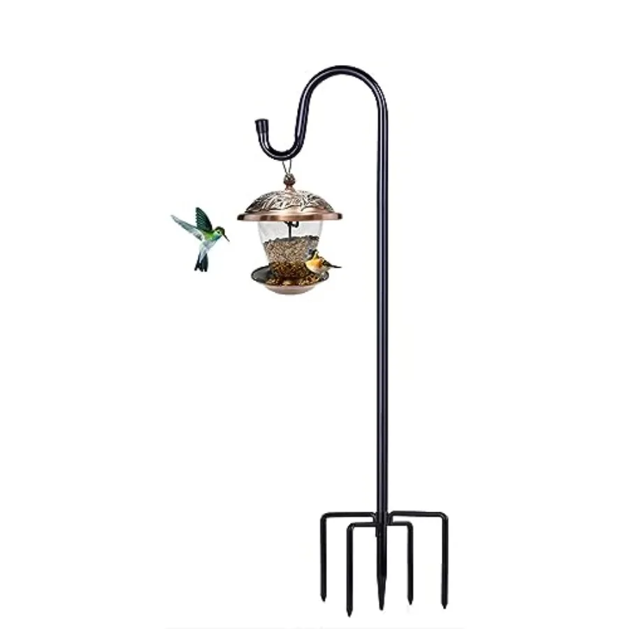 

Shepherd Hooks for Outdoor 1 Pack 62 Inch Bird Feeder Pole with 5 Prongs Base for Hanging Lantern Hummingbird Feeder Lightweigh