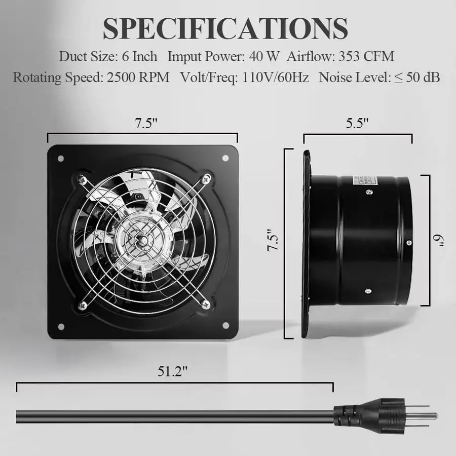 6 Inch Black Exhaus…