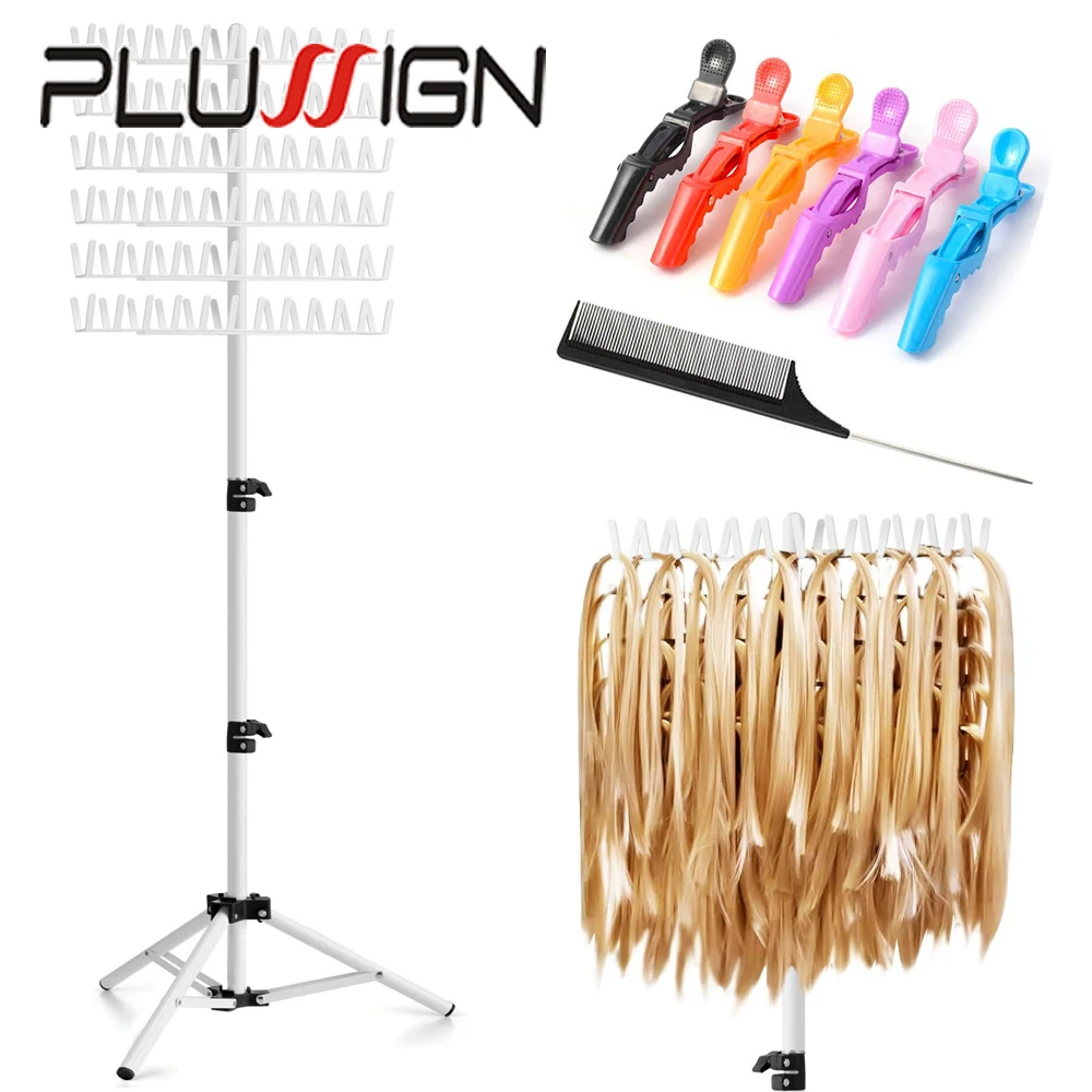

144 Pegs Braiding Hair Rack Height Adjustable Hair Extension Holder With Tray Hair Separator Stand For Hairstylist Braiders