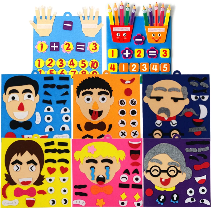 Emoticons Felt Non Woven Fabric Palm Christmas Thanksgiving Festival Gathering Gifts for Children Party Favors Reusable TMZ