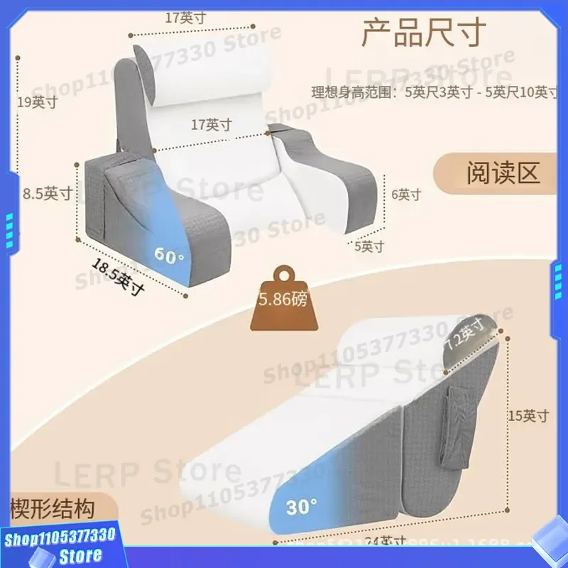 Multifunctional Wedge Pillow for Reading Foldable Triangular Support Cushion Vacuum Compressed Lazy Bed Rest Backrest Slope