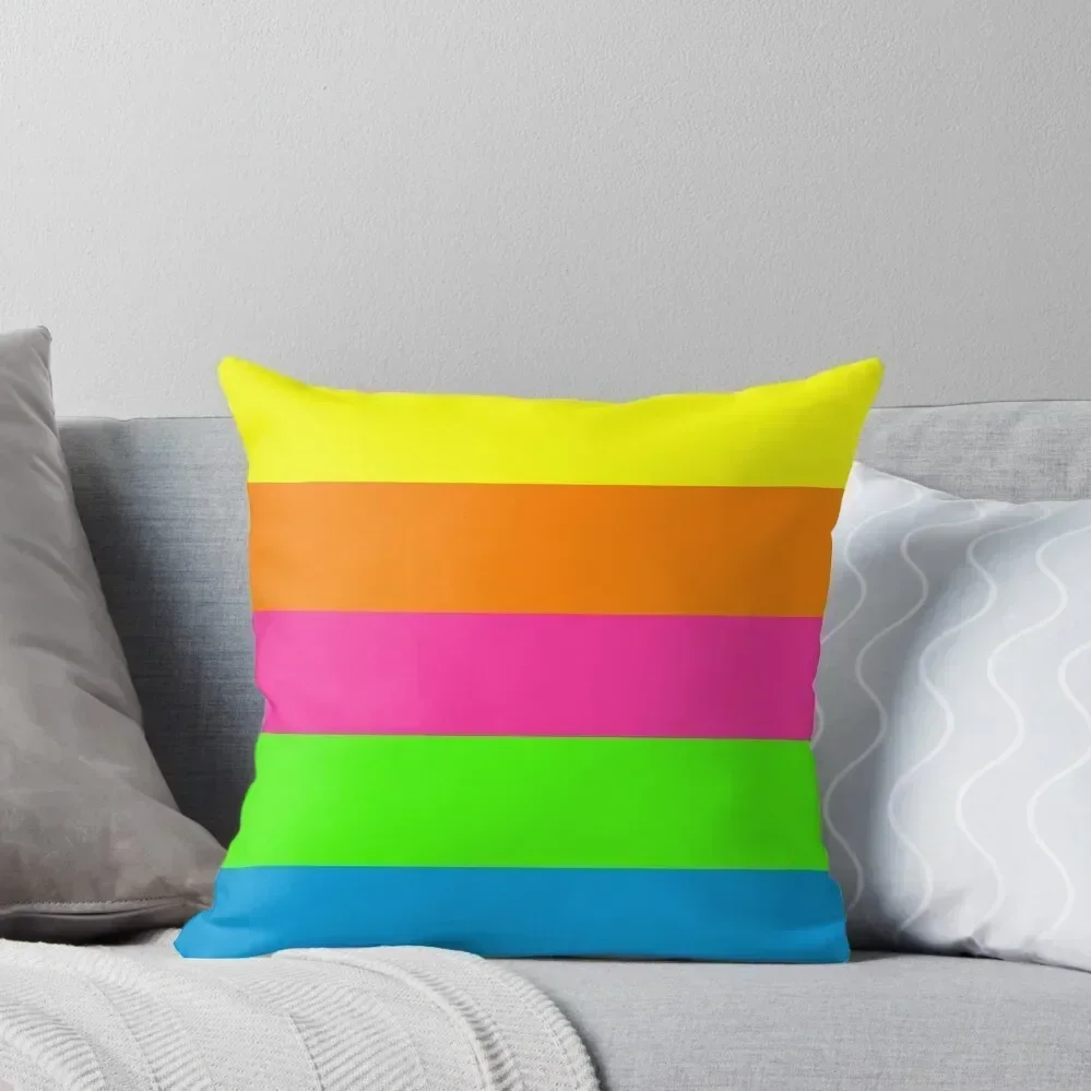 

PLAIN SOLID NEON FLUORESCENT RAINBOW STRIPES 5 COLORS Throw Pillow Sofa Pillow Cover Cushions For Children pillow