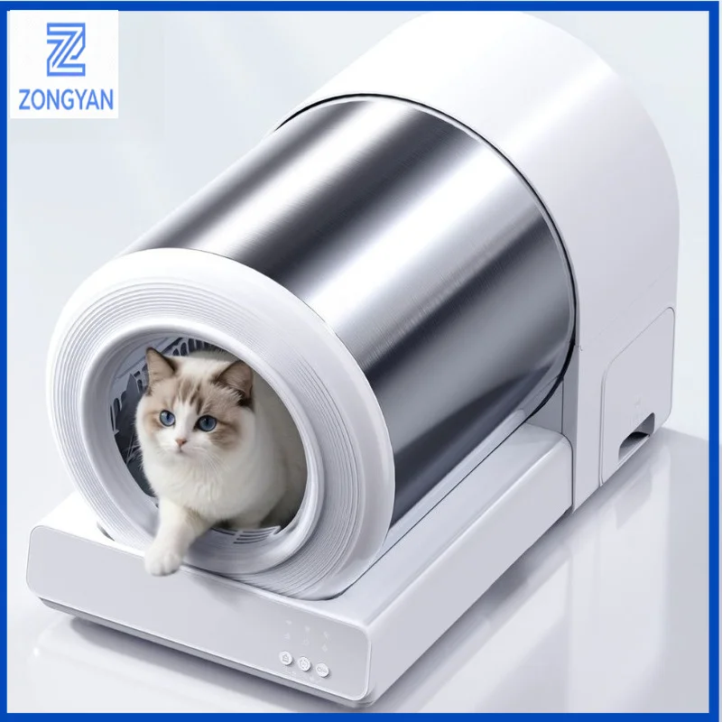 ZONGYAN  Automatic Cat Litter Box Stainless Steel Electric Smart Self Cleaning Enclosed Deodorant Toilet for Indoor Pets