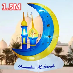 5FT Muslim Inflatables Outdoor Yard Decoration Built in LED Islamic Moon Wishing Inflatable Ramadan Eid Mubarak Holy Celebration
