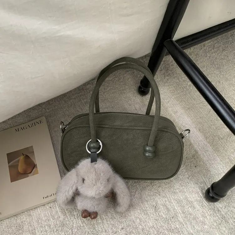 

Classic Double Zipper Mini Handbag for Women 2026 New Retro Oil Wax Leather Versatile Shoulder Crossbody Bag