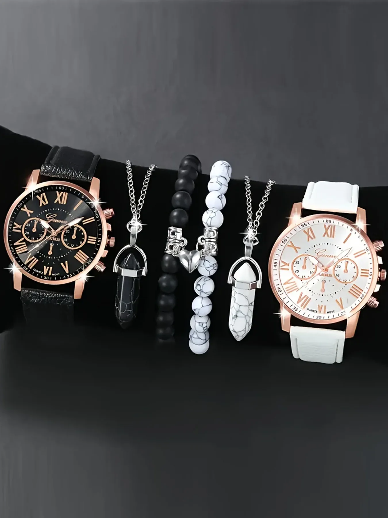 6-piece exquisite and versatile women's watch set, fashionable quartz watch, casual steel strip watch, women's watch set