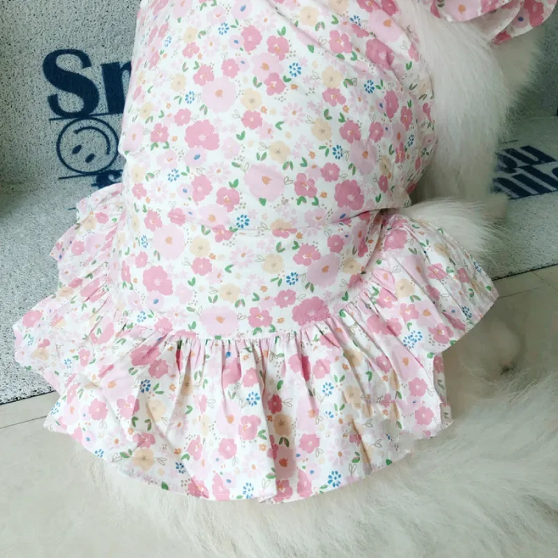 Large Dog Floral Dress Spring Summer Dog Breathable Clothes for Medium Big Dogs Soft Pet Costume