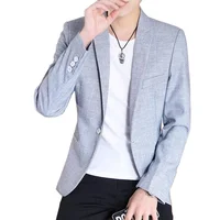 Blazer ajustado de estilo británico para hombre, moda de negocios, caballero guapo, versión coreana, ocio, Color sólido, trabajo de boda