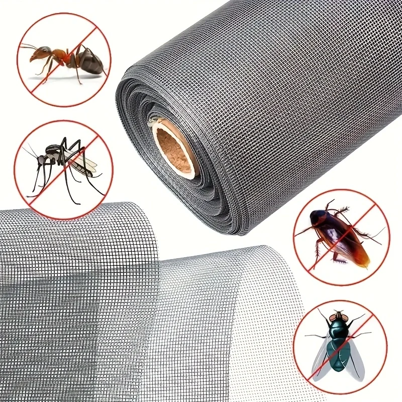Durable Window Screen Mesh Adjustable Anti-mosquito/Insect Fiberglass Screen Door Mesh DIY Replacement Kit for Patio Porch Door