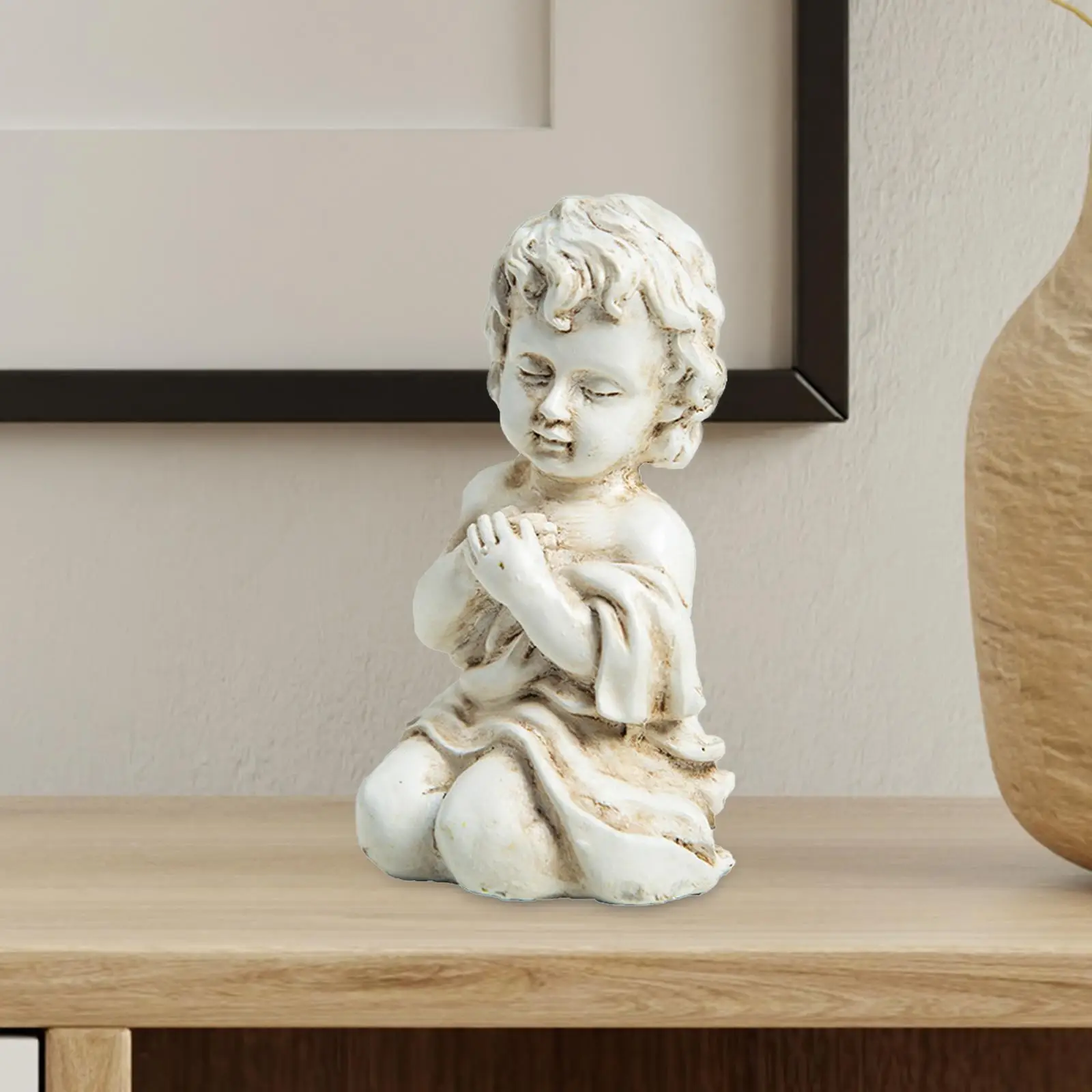 Holy Child Statue Decorative Collectibles Desk Ornament Resin Divine Son Sculpture for Shelf Patio Living Room Cabinet Bedroom