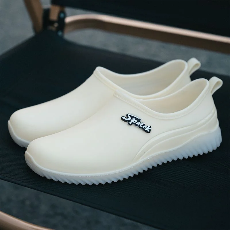 Ladies' fashionable new style waterproof shallow-toe anti-slip rain shoes, wear-resistant kitchen thick-soled short-tube work ru view 5