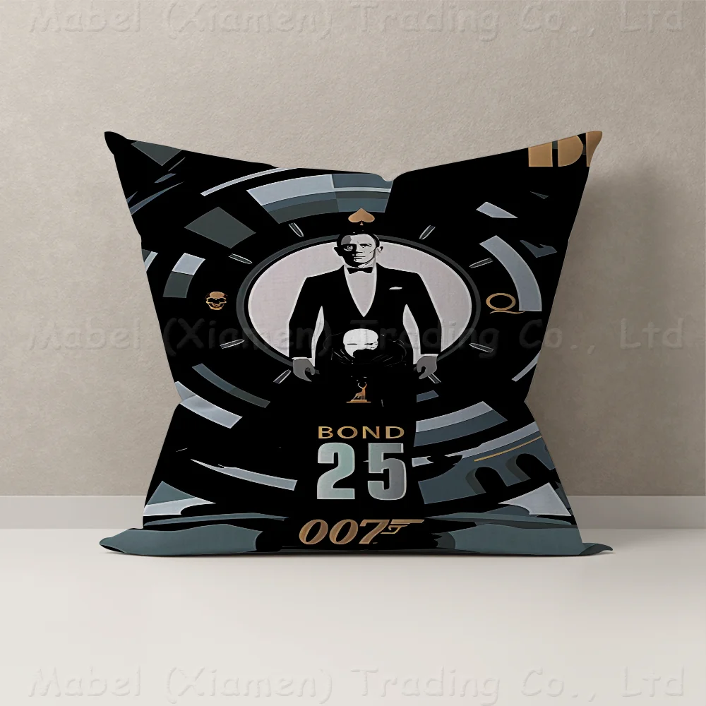 J-James Movie Bond 007 Pillowcase Toon Gift Cushion Cover Bedroom Home Sofa Chair Seat Decor Pillow Case