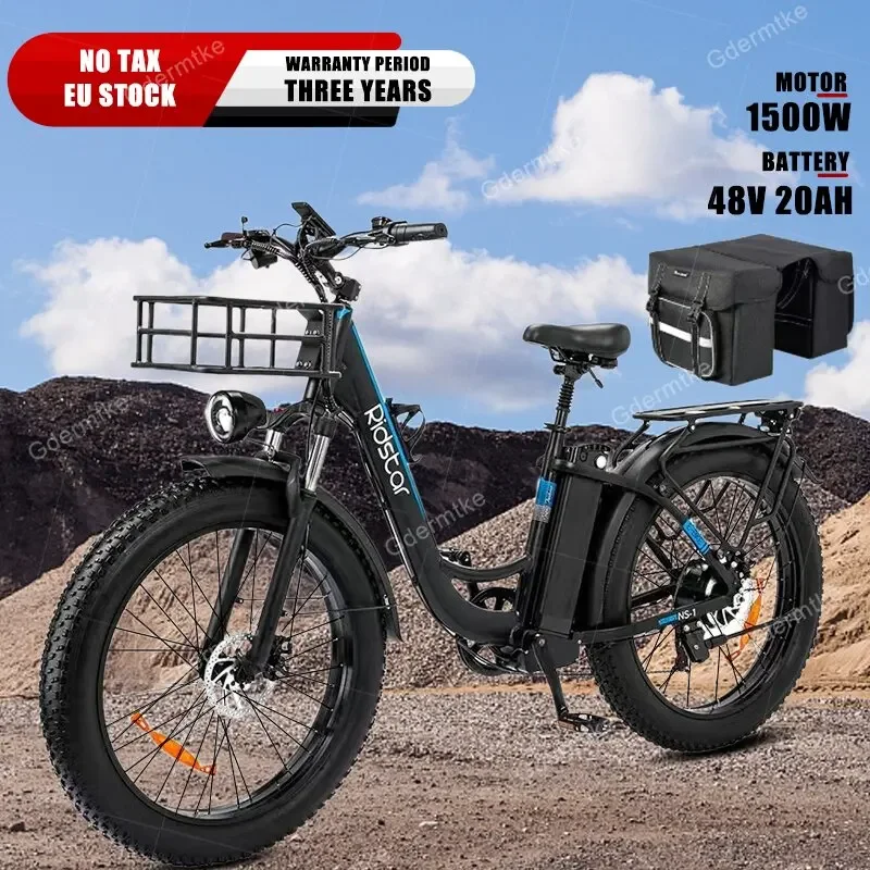 Ridstar 1500W Electric Bicycle 48V20AH Removable Lithium Battery 26*4.0 Inch Fat Tire Off-Road Electric Bike Adult City E Bike