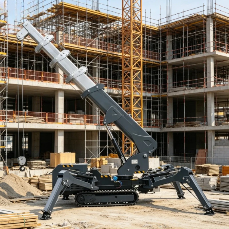 Customized Mobile Spider Crane 3 Ton 5ton Telescopic Boom 360 Degree Mini Crawler Hydraulic Crane Lifting 14m with Fly Jib
