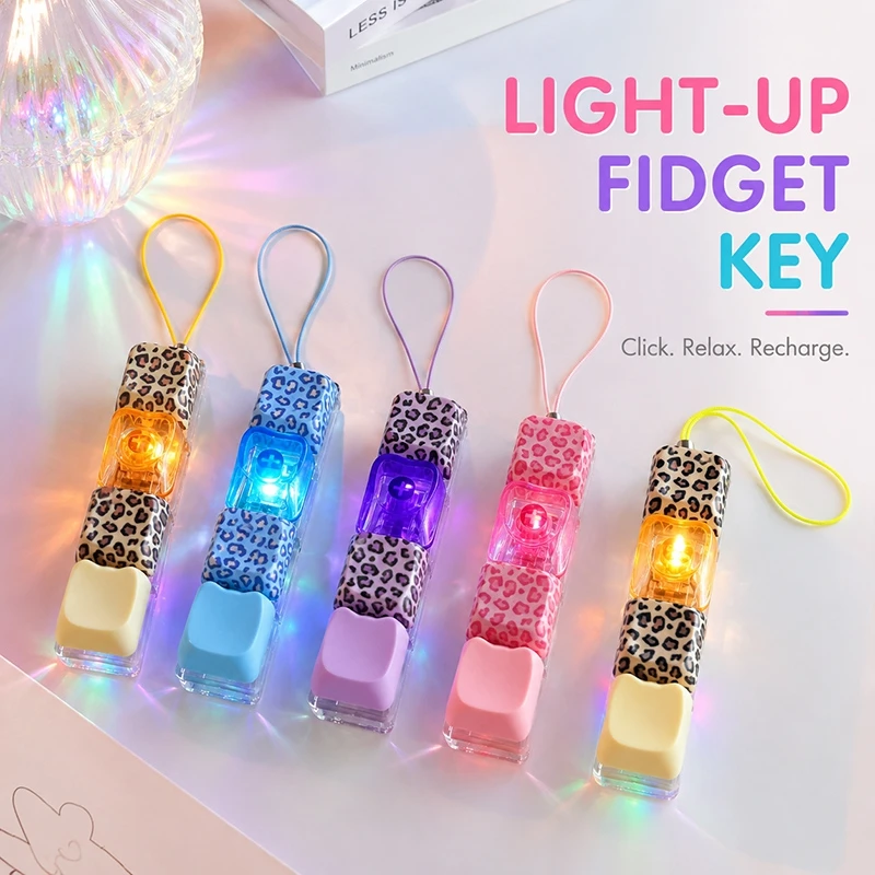 4-Key Polka Dot Keychain Pendant Fidget Stress Releasing Decompression Keychain Press Keyboard Button Keycap Bags Charm Pendant