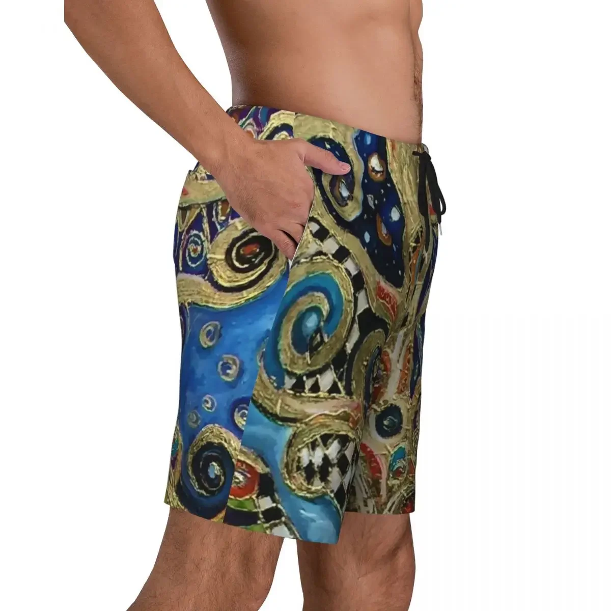 The Changing Seasons By Gustav Klimt Board Shorts Men's Casual Beach Shorts Briefs Painting Pop Art Quick Dry Swim Trunks