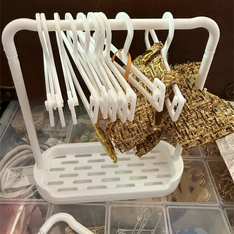 MINI แขวนเหมาะสําหรับตุ๊กตา Bjd เสื้อผ้า 17cn labubu แขวนเสื้อผ้าอุปกรณ์เสริมจัดเก็บชั้นวางรองเท้าของเล่นเด็ก