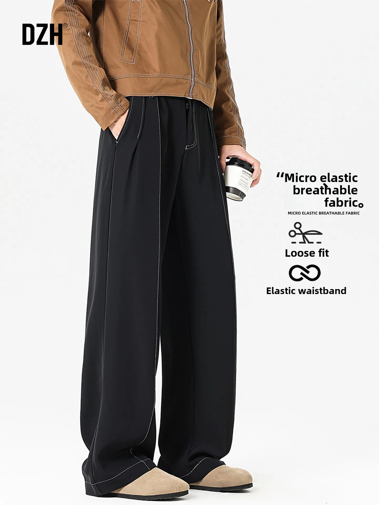 

Men's Bla Drapey Wide Leg Suit Pants Loose Fit Casual Straight Leg Long Trousers Trendy Brand Autumn 2025 New Sle