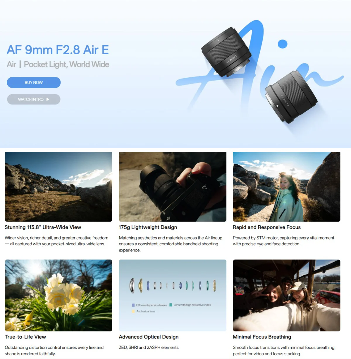 Obiektyw Viltrox 9mm F2.8 Air z autofokusem, format APS-C, mocowanie Sony E / NZ / XF do aparatów bezlusterkowych — zdjęcie produktu 2