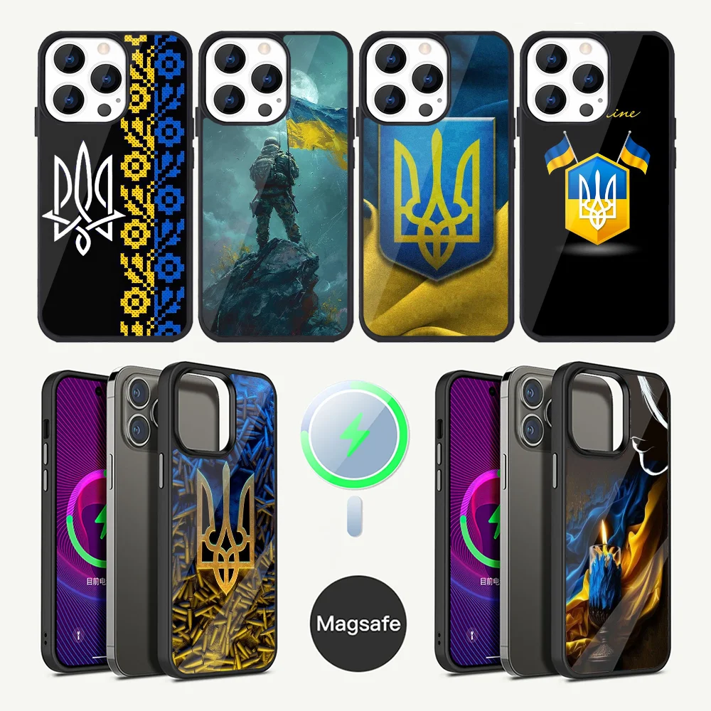 Cool Flag U-Ukraine Phone Case For iPhone 16,15,14,13,12,11,Plus,Pro,Max Mini Magsafe Magnetic Wireless Charging