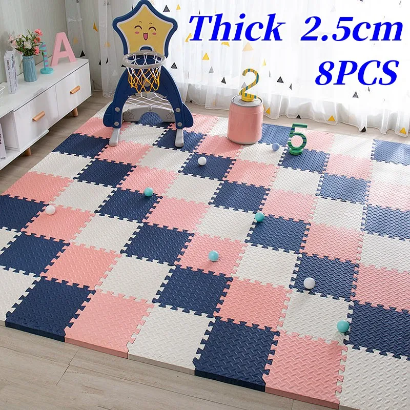 

Floor Mat Tatame Play Mats 8PCS Baby Mat 30x30cm Thick 2.5cm Baby Game Mat Tatames Foot Mat Puzzle Mat Playmat Baby Playroom Mat