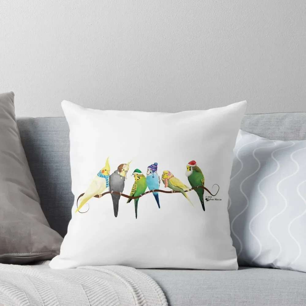 

Winter Parakeets & Cockatiels Throw Pillow pillowcases for sofa cushions Pillowcases For Pillows pillow