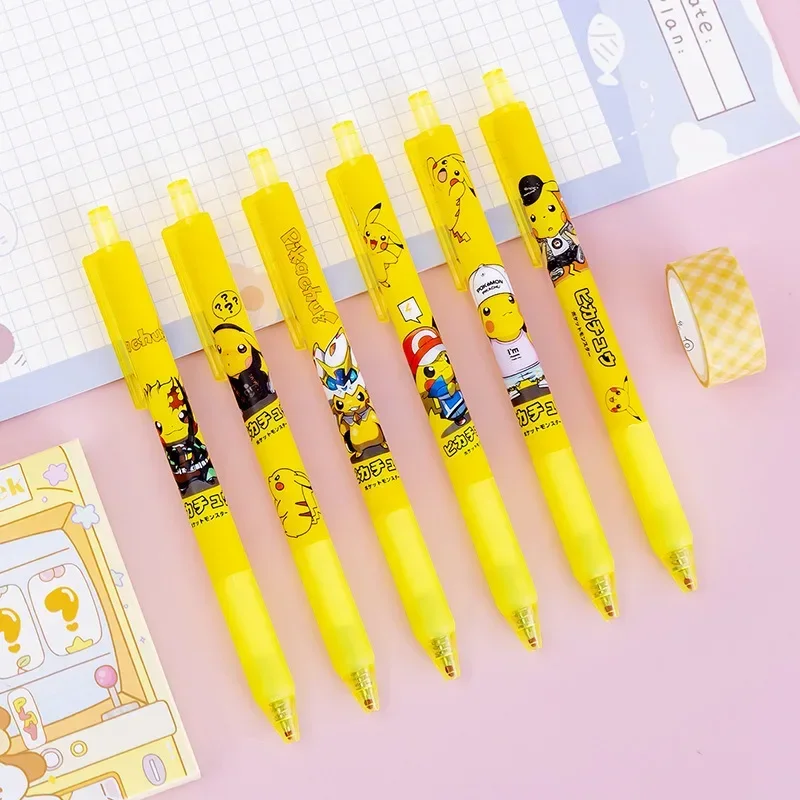 Pokemon Pikachu Cartoon Neutral Pen Set Black Blue Neutral Pen Bullet Tip 0.5mm School Office Supplies Stationery Stationery New